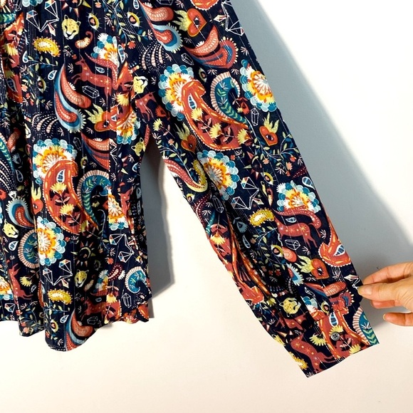 Loft Paisley Shimmer Mystical Creatures Print Top - Multicolor size LP - Picture 10 of 12